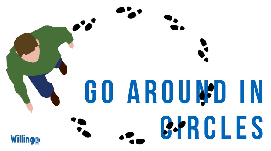 go around in circles trong tiếng Anh nghĩa là gì